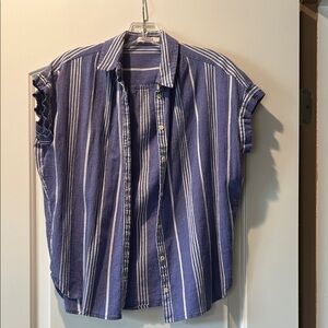 Madewell Blue and White Striped Button-Up Shirt